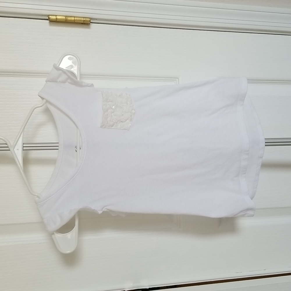 Justice White Capped Ruffle Sleeve Shirt
